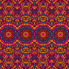 Festive colorful seamless pattern psychedelic doodle art