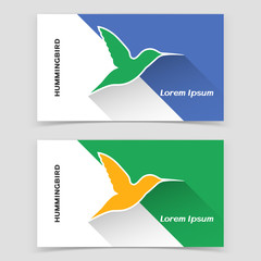 Visiting business card or web banner design with humming bird icon