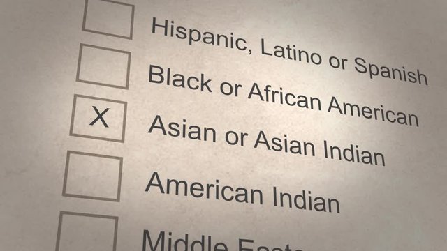 Paper ethnicity checklist on job application - Asian or Asian Indian option
