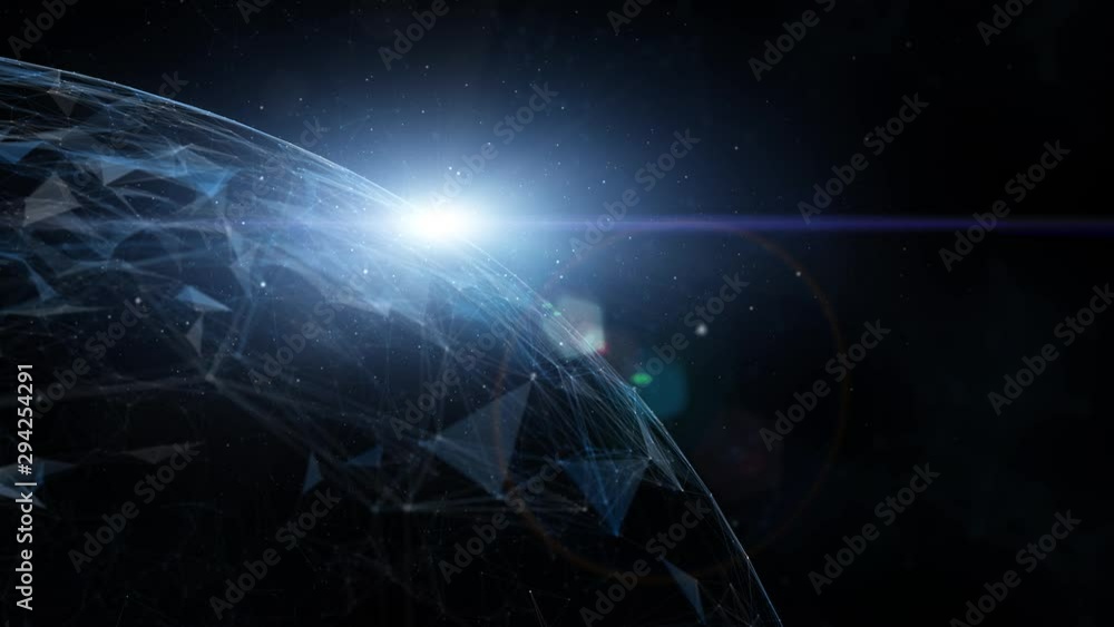 Poster digital artificial intelligence 3d globe rotation in dark mystic cosmos. copy space animation backgr