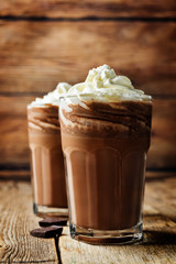 Dark hot chocolate with whipped cream