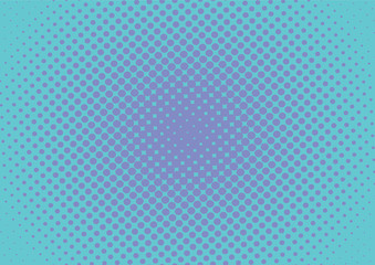 Halftone Blue pop art background in retro comic style, fun dotted backdrop design