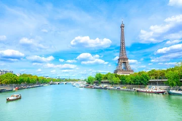 Rolgordijnen Gezicht op Parijs met Eiffeltoren © adisa