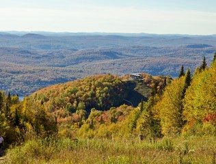 Fototapeta premium Fall mountain landscape with colorful foliage and lakes