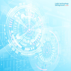 Obraz premium Vector. Abstract light blue futuristic background. Hi-tech illustration. Futuristic software radar display. HUD user interface. Energy loading scale. Science and space technology.