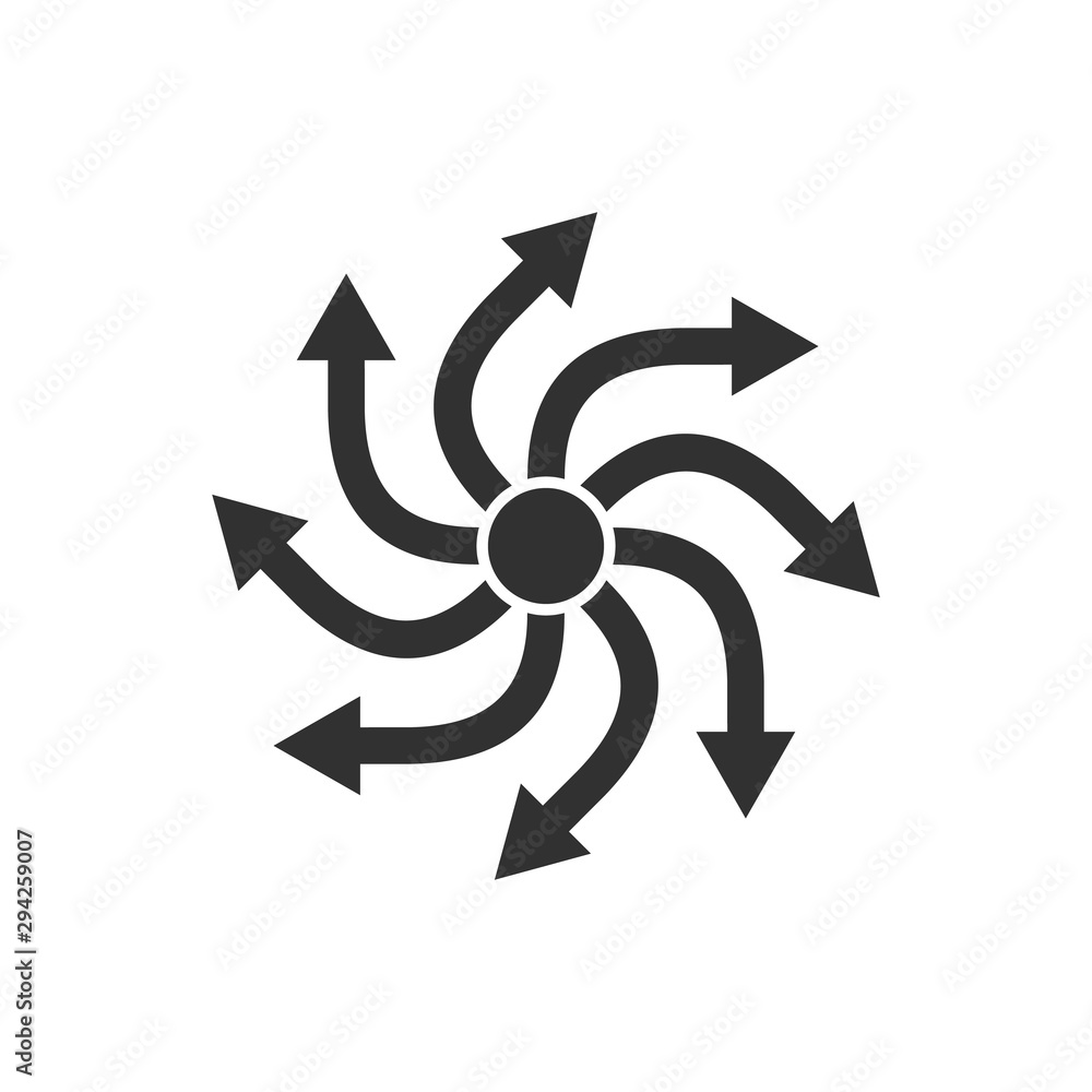 Poster 8 arrows rotation in circle with center point. stock vector illustration isolated on white backgroun