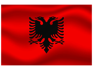Albania national flag, isolated on background. original colors and proportion. Vector illustration symbol and element, for travel and business from countries set