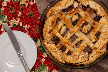 Homemade Rustic Fruit Pie at Thanksgiving