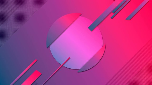 Reveal of Geometric circle badge with alpha matte channel for placing yor text or logo. Colored trendy minimal design. Motion graphics. 3D render loop animation. 4K, Ultra HD resolution