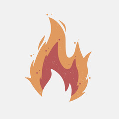 Fire flame icon with grunge texture. Vintage hipster fire flame logo, label, badge. Vector illustration. © Denys Holovatiuk