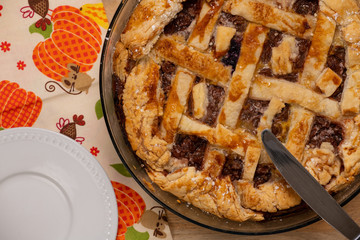 Homemade Rustic Fruit Pie at Thanksgiving