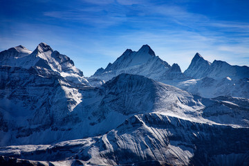 Obraz premium Three famous Swiss mountain peaks, Eiger, Mönch and Jungfrau