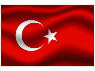 Turkey national flag, isolated on background. original colors and proportion. Vector illustration symbol and element, for travel and business from countries set
