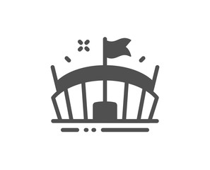 Obraz premium Arena with flag sign. Sports stadium icon. Sport complex symbol. Classic flat style. Simple arena icon. Vector