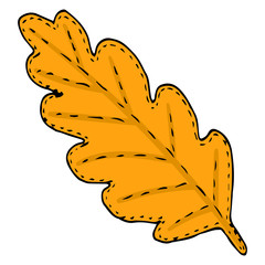 autumn yellow oak leaf in doodle style