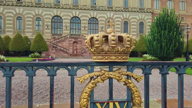 Crown on the fence of the royal palace. Stockholm. Sweden