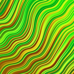 Light Green, Yellow vector template with curved lines. Abstract illustration with bandy gradient lines. Pattern for ads, commercials.