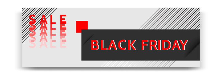 Black Friday sale banner. Minimal modern geometric shape background  in black and white color