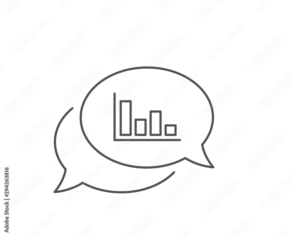 Poster histogram column chart line icon. chat bubble design. financial graph sign. stock exchange symbol. b