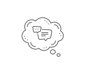 Text message line icon. Chat bubble design. Chat comment sign. Speech bubble symbol. Outline concept. Thin line text message icon. Vector