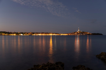 Night landscape of Rovigno town