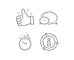 Time management line icon. Chat bubble, info sign elements. Clock sign. Watch symbol. Linear time outline icon. Information bubble. Vector