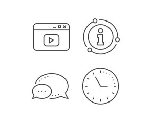 Browser Window line icon. Chat bubble, info sign elements. Video content sign. Internet page symbol. Linear video content outline icon. Information bubble. Vector