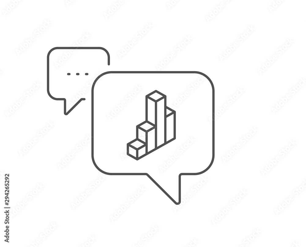 Poster diagram chart line icon. chat bubble design. column 3d graph sign. market analytics symbol. outline 