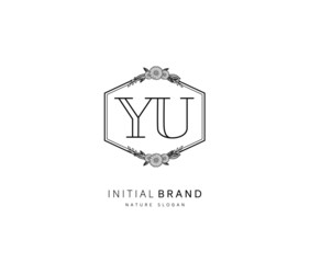 Y U YU Beauty vector initial logo, handwriting logo of initial signature, wedding, fashion, jewerly, boutique, floral and botanical with creative template for any company or business.