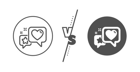 Feedback rating sign. Versus concept. Star, heart line icon. Customer satisfaction symbol. Line vs classic heart icon. Vector