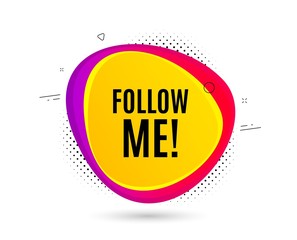 Follow me symbol. Banner text shape. Special offer sign. Super offer. Geometric vector banner. Follow me text. Gradient shape badge. Halftone pattern. Vector