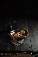 Caesar salad with salmon . catering menu