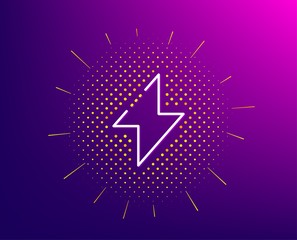 Energy line icon. Halftone pattern. Thunderbolt sign. Electric power symbol. Gradient background. Energy line icon. Yellow halftone pattern. Vector