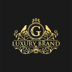 Royal Luxury Heraldic Crest Logo Design Concept Vector Template