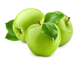 Green juicy apple isolated on white background, clipping path, full depth of field