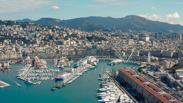 Aerial view of Genoa and its attractions
