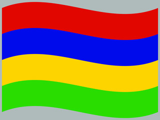 Mauritius Waving national flag, isolated on background. original colors and proportion. Vector illustration symbol and element, for travel and business from countries set