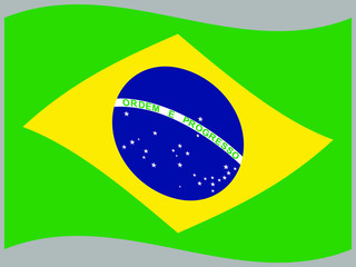 Fototapeta premium Brazil Waving national flag, isolated on background. original colors and proportion. Vector illustration symbol and element, for travel and business from countries set