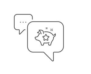 Fototapeta premium Loyalty points line icon. Chat bubble design. Bonus piggy. Discount program symbol. Outline concept. Thin line loyalty points icon. Vector