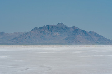 Landscape of Bonneville Salt Flats in Utah