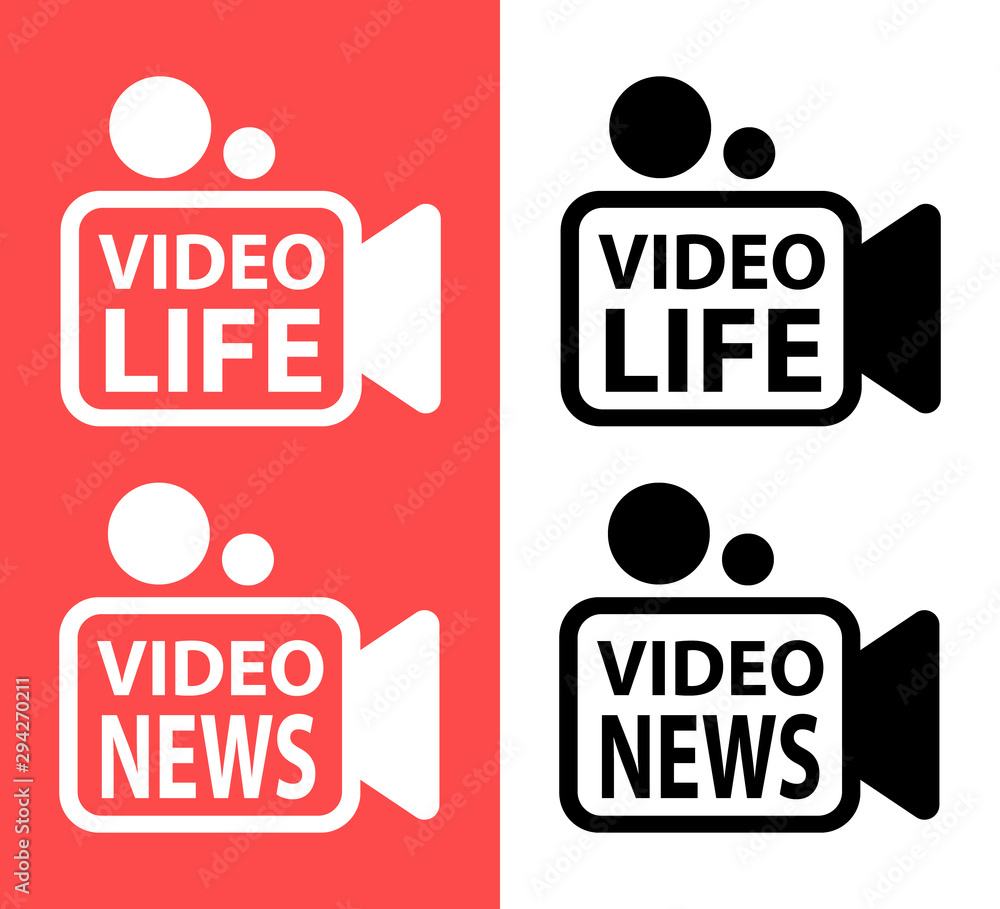 Aufkleber set of red live streaming icons. red symbols and buttons of live streaming. set of on white backgrou