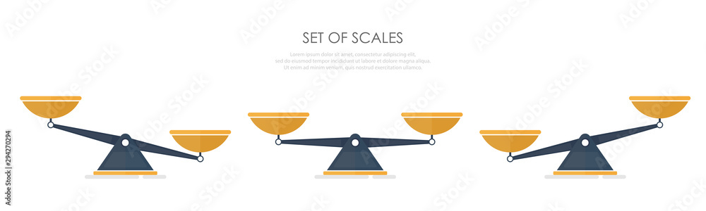 Wall mural vector of set of different scales in a flat style on white background.