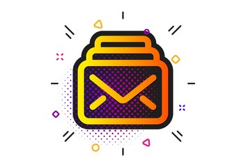 New Messages correspondence sign. Halftone circles pattern. Mail icon. E-mail symbol. Classic flat mail icon. Vector