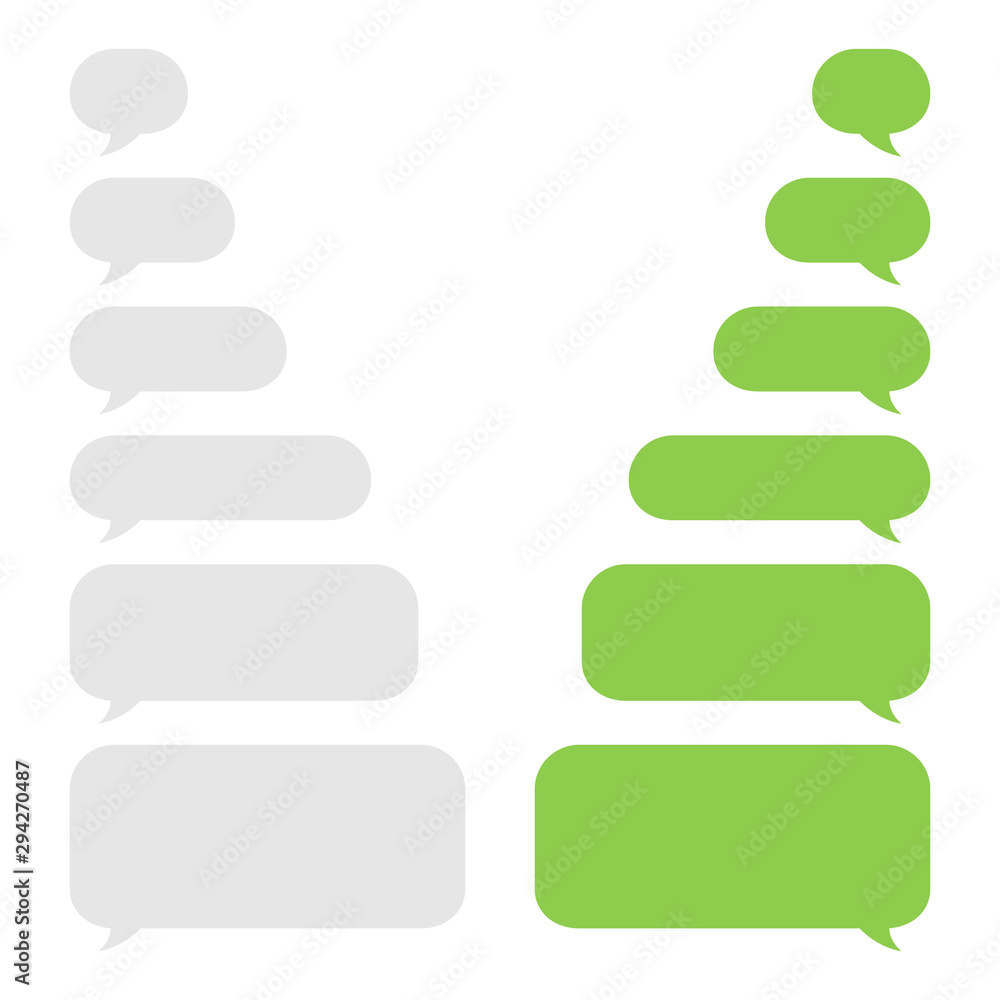 Poster set of green and gray message bubbles design template for messenger chat. vector illustrations.