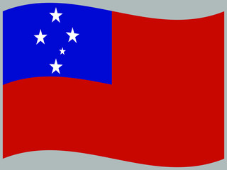 Samoa Waving national flag, isolated on background. original colors and proportion. Vector illustration symbol and element, for travel and business from countries set