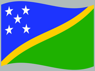 Solomon Islands  Waving national flag, isolated on background. original colors and proportion. Vector illustration symbol and element, for travel and business from countries set