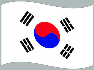 South Korea  Waving national flag, isolated on background. original colors and proportion. Vector illustration symbol and element, for travel and business from countries set