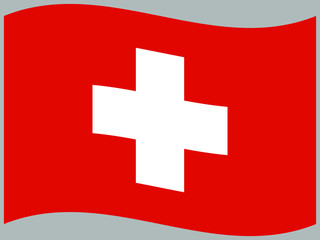 Switzerland Waving national flag, isolated on background. original colors and proportion. Vector illustration symbol and element, for travel and business from countries set