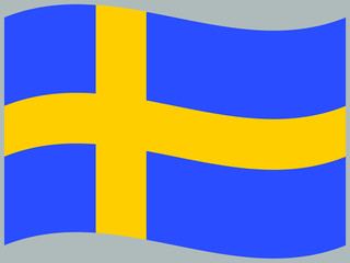 Sweden Waving national flag, isolated on background. original colors and proportion. Vector illustration symbol and element, for travel and business from countries set