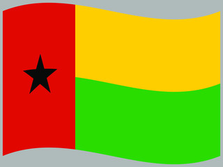 Guinea-Bissau Waving national flag, isolated on background. original colors and proportion. Vector illustration symbol and element, for travel and business from countries set